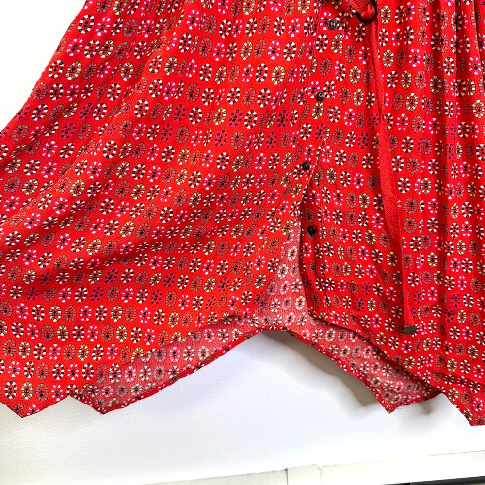 Maeve by Anthropologie Daisy Sleeveless Belted Shirt Dress Red Size 10 - Picture 6 of 9